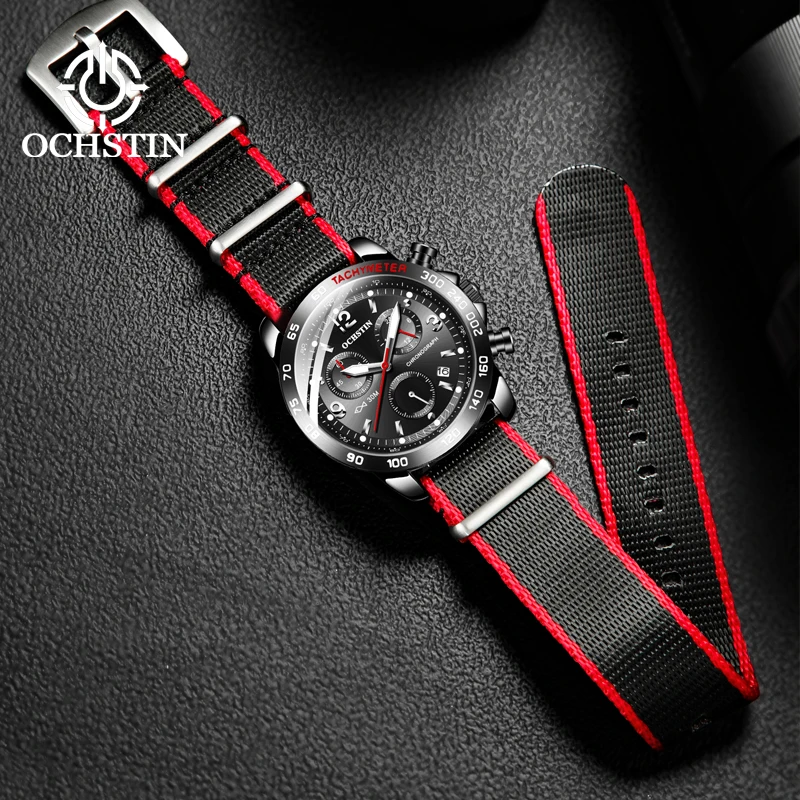 OCHSTIN2024 cross-border hot models creative nylon series multi-function quartz core fashion trend men's quartz watches