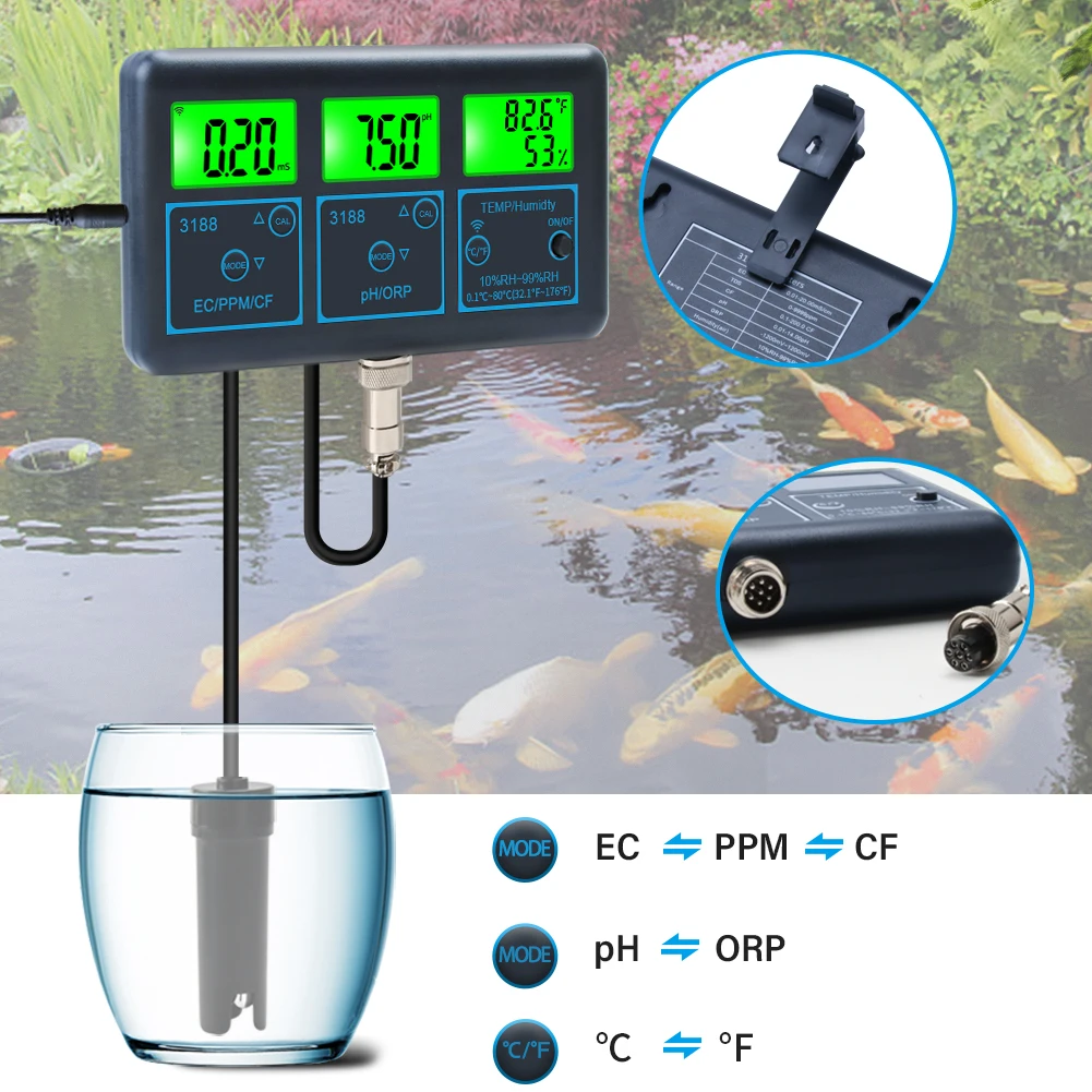 WiFi PH Meter Temp TDS(ppm) EC ORP Water Tester Tuya APP Smart Monitor Digital Analyzer for Aquariums Hydroponics Swimming Pool 3