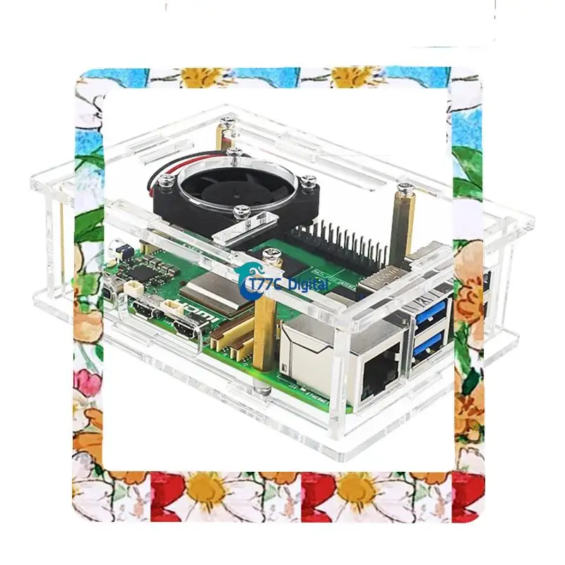 For Raspberry Pi 5 Acrylic Case Transparent Case With Cooling Fan Copper Aluminum Heat Sink For Pi 5 A Easy To Use
