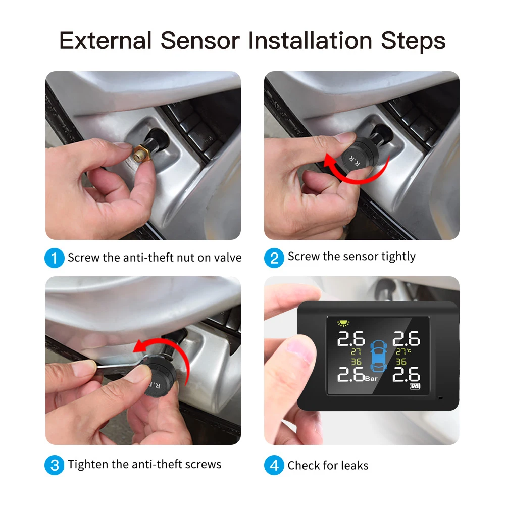 ¾翭 Ÿ̾ з ͸ ڵ TPMS LED Ÿ̾ з ͸,   ִ USB 4PCS   溸 ý
