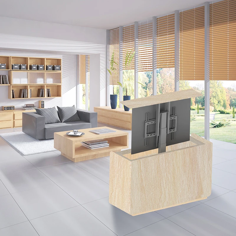 32-75 Inch Motorized Hidden Vertical Height Adjustable TV Lift /Remote Control Smart Electric Up And Down Cabinet TV Stand