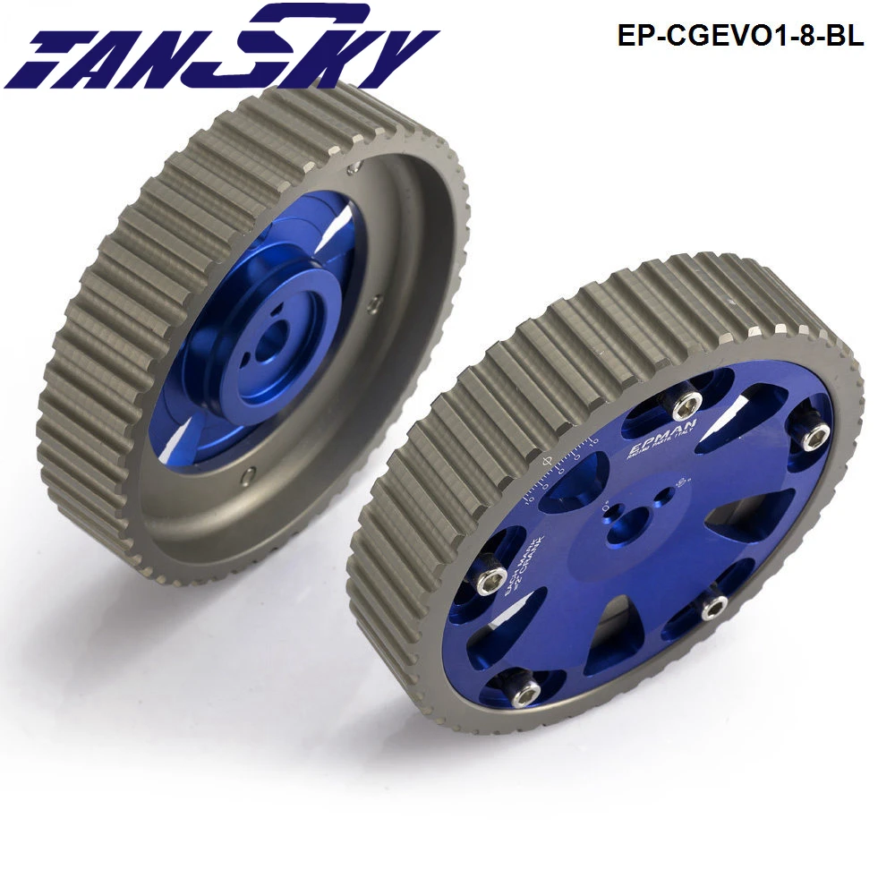 2Pcs Adjustable Cam Gear Aluminium Timing Gear Pulley Kit For Mitsubishi Lancer EVO 1 2 3 4 4G63 4G63T Engine EP-CGEVO1-8-BL