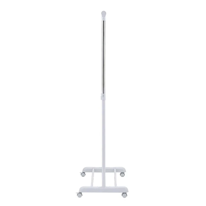Adjustable Metal Rolling Garment Clothes Rack, Chrome & White 5