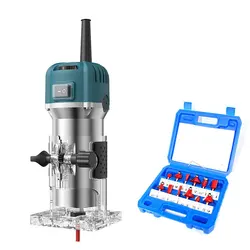 Wood Router Electric Trimmer Woodworking Milling Machine 33000RPM 6 Variable Speed Electric Hand Trimmer Wood Edge Router Tool