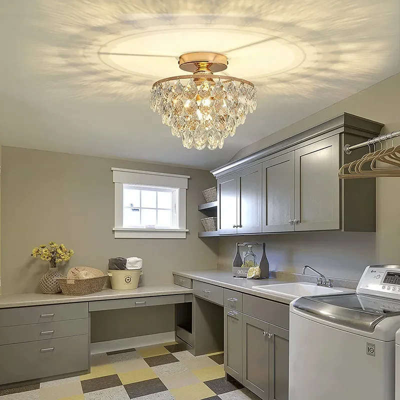 Moderne Deckenleuchte Kristall Led Kronleuchter Flur Garderobe Unterputz Pendelleuchte Hängeleuchte Wohnzimmer Esszimmer Dekor – Detail 19