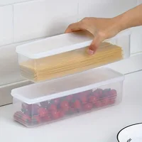 Conteneurs de stockage des aliments rectangulaires longs, boîtes de rangement de réfrigérateur réutilisables en plastique, accessoires de cuisine 4 pièces 5