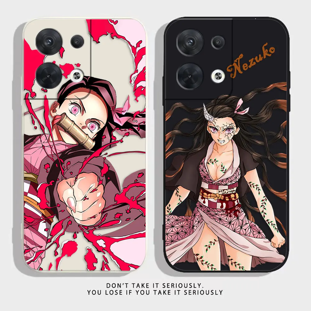 

Demon Slayer Nezuko Phone Case For OPPO RENO 8 7 9 6 7SE 5 4 4SE 4 3 4G 5G PRO PLUS Colour Simple Silicone Case Funda Shell Capa