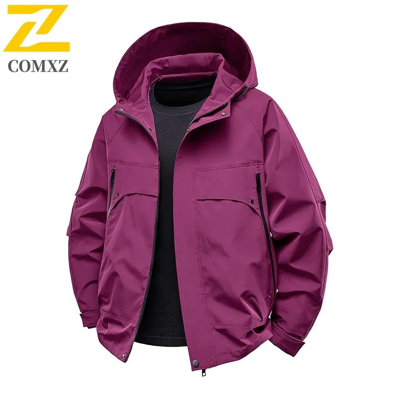COMXZ Casual Men Jacket Hooded Outdoor Exploration Cozy Motorcycle Coat Everyday Wear Light Wear Resistant Autumn Clothing