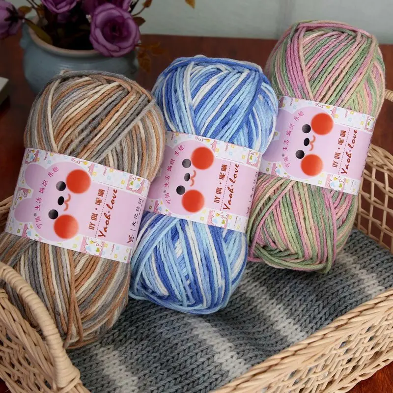 100g/Roll 170M Section Dyed Milk Cotton Wool Ball Thick Yarn Milk Cotton Yarn Threads Hand Knitted Baby DIY Scarves Socks Line