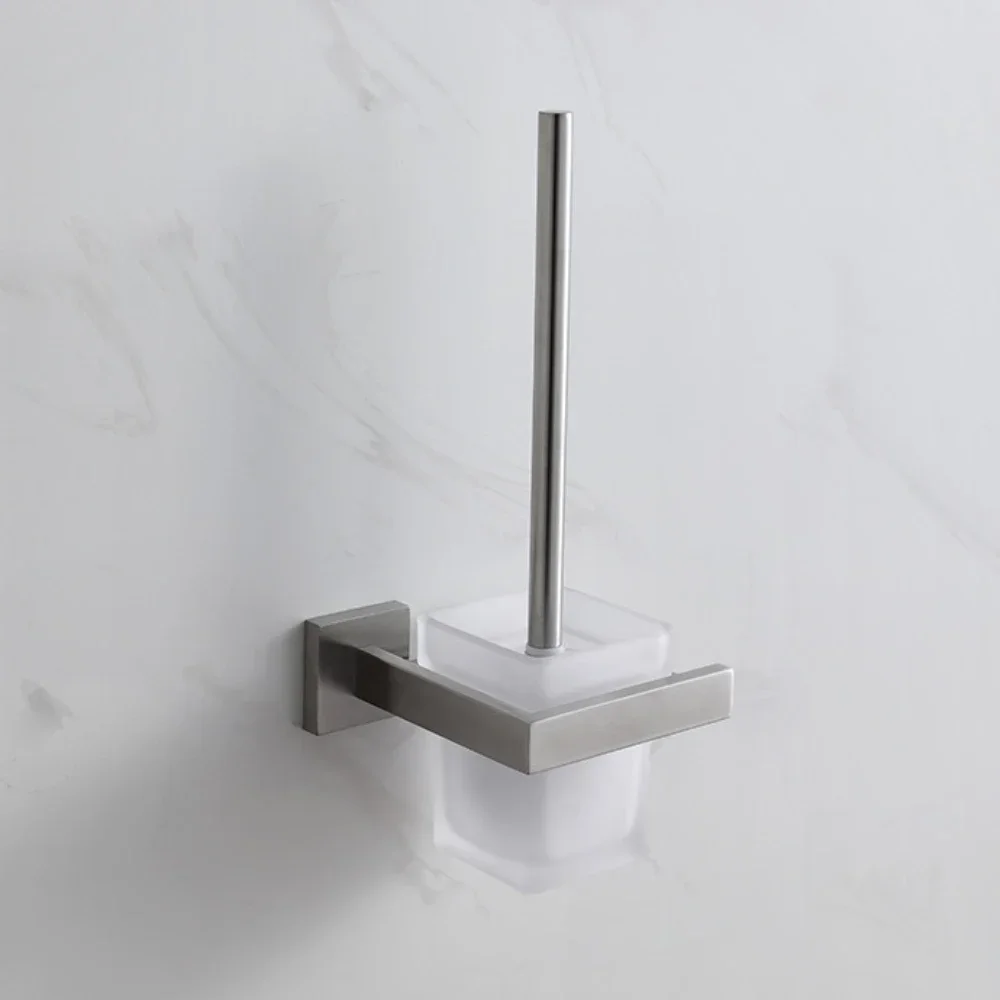 Bath Hardware Sets Brushed Silver 304 Stainless Steel Towel Rack Hanger Hooks Toilet Brush Holders Paper Tray Bathroom Accessory