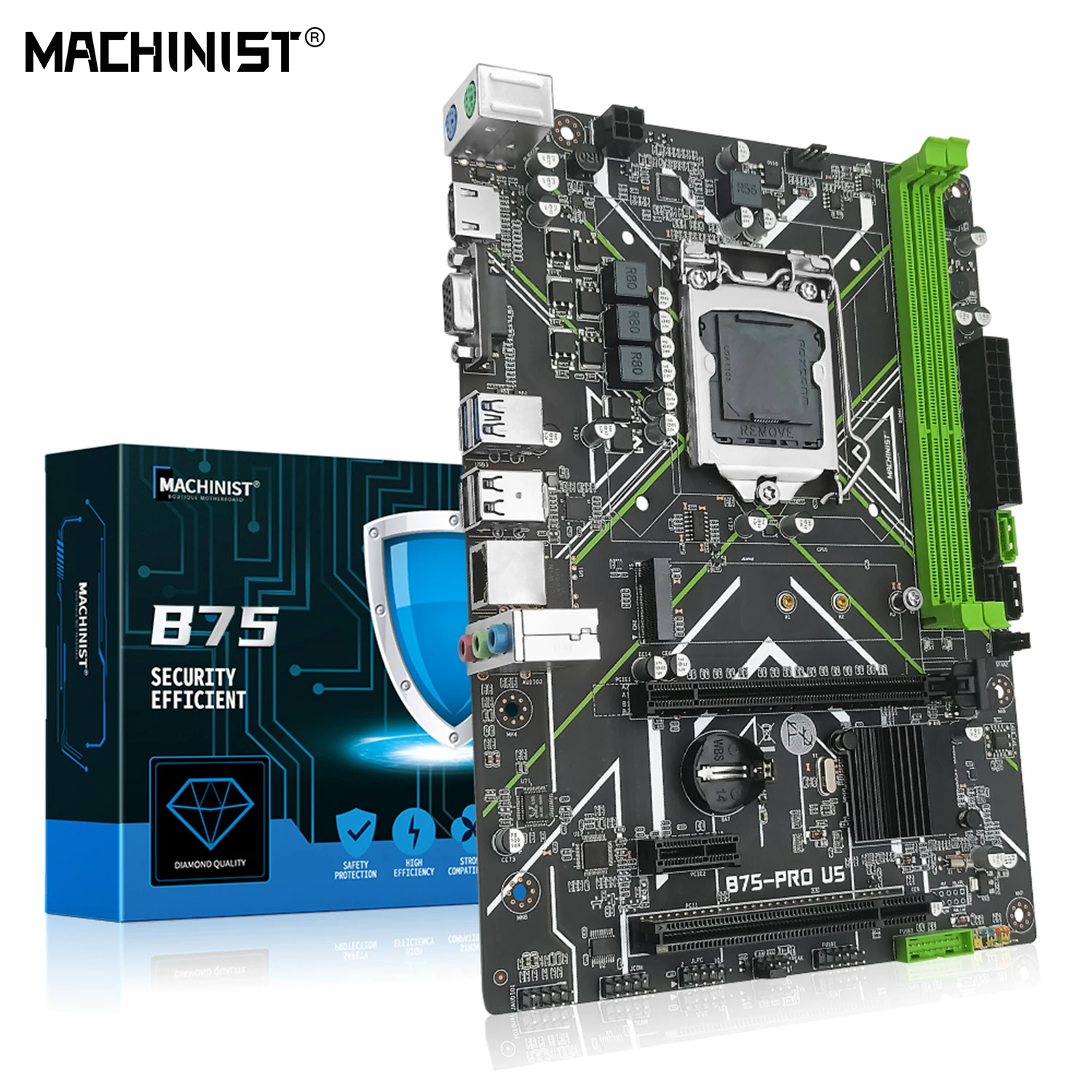  MACHINIST B75 Desktops Motherboard LGA 1155 Support Intel I3/i5/i7 Processor CPU DDR3 16G Memory RAM SATA M.2 HDMI VGA B75-PROU5 