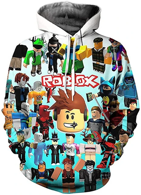 Camisola com capuz ROBLOX de impressão digital feminina, pulôver