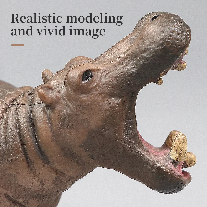 Simulation Cute Wild Animal Figurine Hippo Set Model Kids Toy