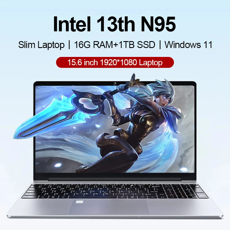 

SZYIYUN 13th Gen Intel N95 Laptop 15.6'' FHD Notebook Computer 16G RAM Windows 10 11 Quad Core Game Office Travel PC Fingerprint