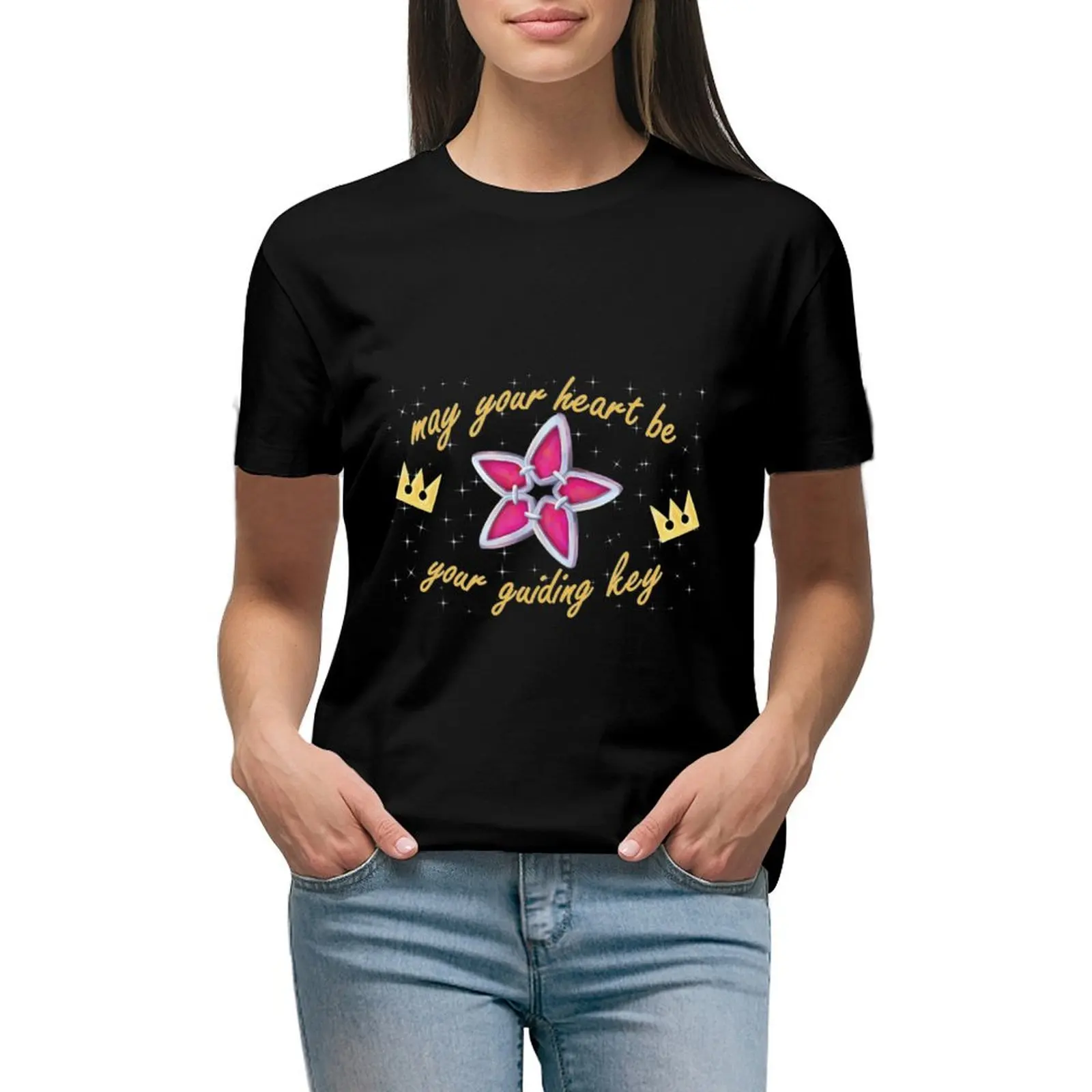 

May Your Heart Be Your Guiding Key T-shirt female Aesthetic clothing Woman T-shirts