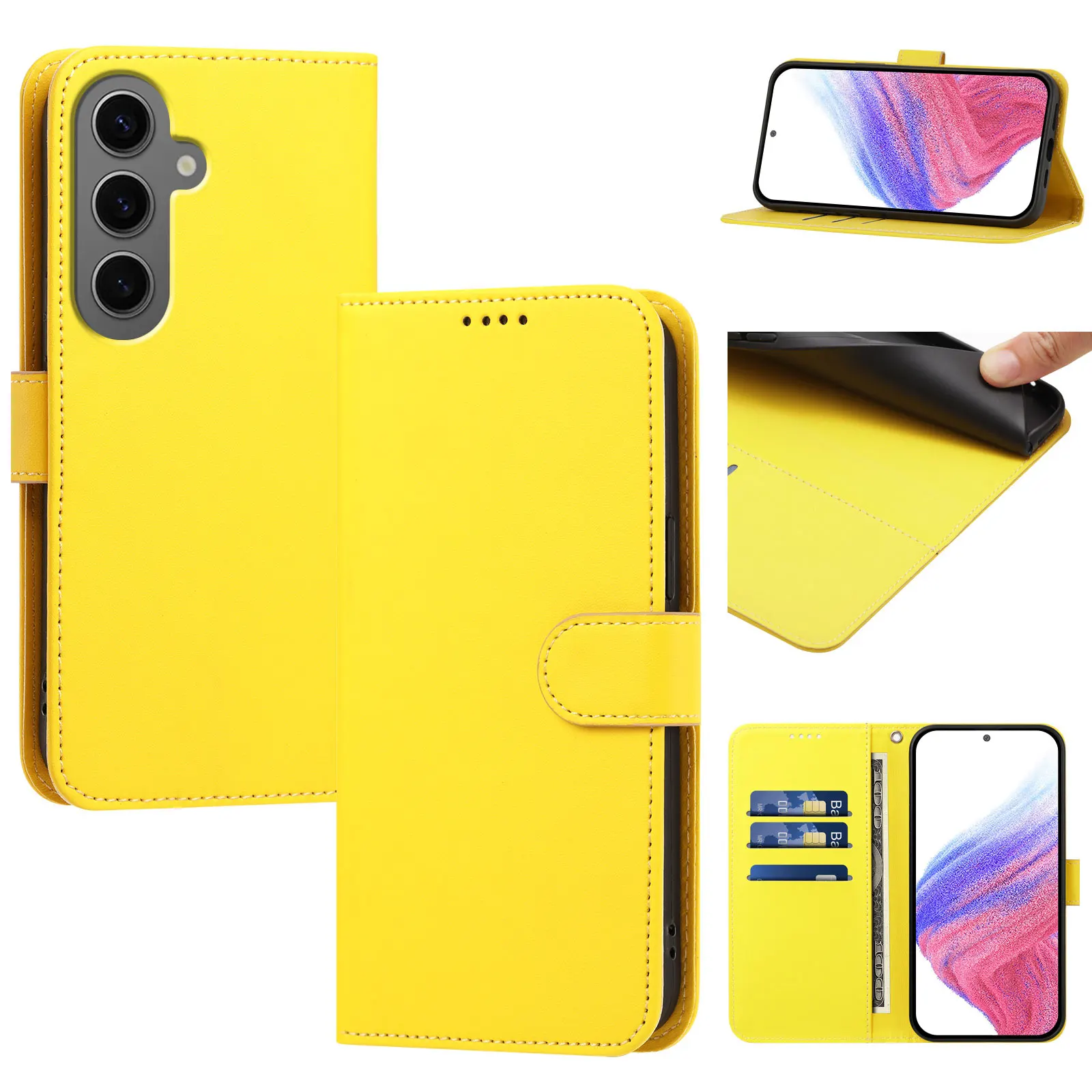 Luxury Leather Wallet Phone Case with Shockproof Bumper and Card Slots
