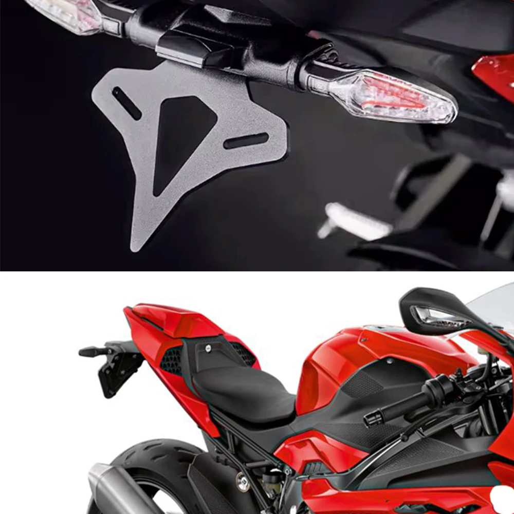 BMW S1000RR M1000RR S1000 RR 2019-2024 용 LED 라이트가있는 오토바이 라이센스 플레이트 홀더 번호 홀더