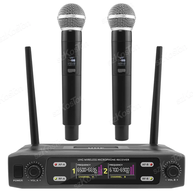 Sistem microfono Wireless UHF professionle microfono Kroke porttile  doppio cnle Studio di registrzione Performnce sul plco per feste| |  