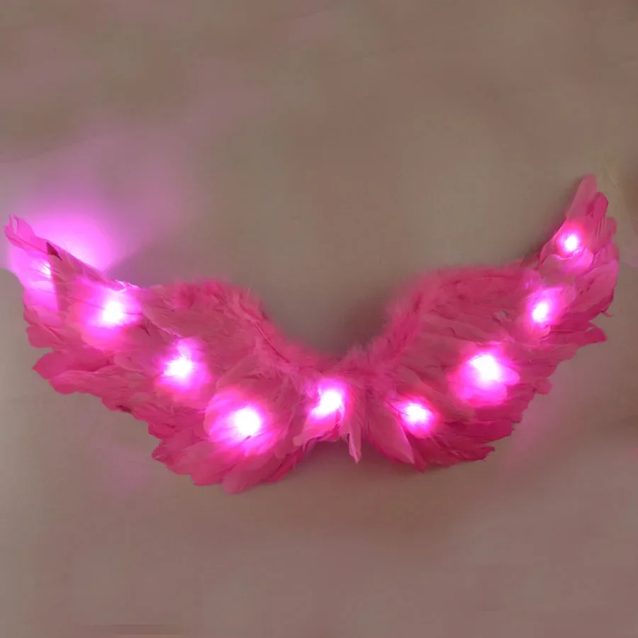 

Red Pink LED Glowing Light Up Angel Feather Wing Fairy Costume Props Wedding Birthday Gift Party Halloween