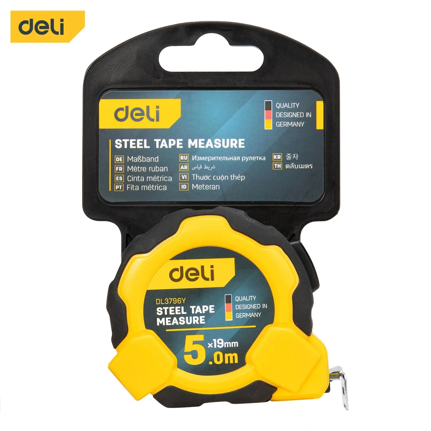 Deli Steel Measuring Tape Self Lock Rule Home Use High Precision Retractable Metric Ruler Woodworking Measure