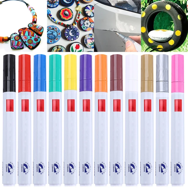 Oil Based Paint Pen Permanent Paint Marker: Quick-Dry Waterproof Paint Set  of 12 for Rock Painting Glass Fabric Ceramic Wood Metal Mug Plastic Stone  Christmas Stencil Art Craft Supplies kit 12 Colors