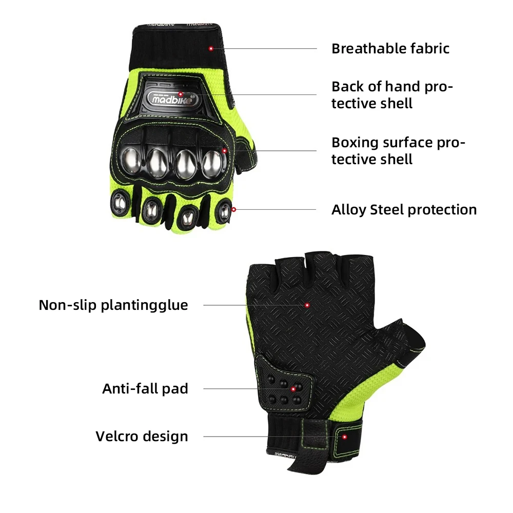 Motobike Knitting Guantes 남여 남성 여성 오토바이 여름 통기성 승마 보호 장비 반 손가락 스포츠 바이커 장갑