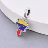 Huoonew Fit Original Pan Charm Bracelet Authentic 925 Sterling Silver Engrave Dominican Map Bead For Making DIY Berloque DIY 5