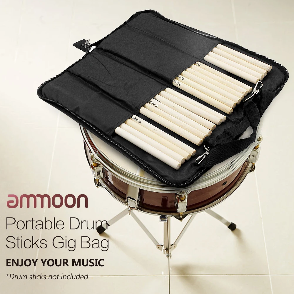 600D Drum Sticks Gig Bag Oxford Cloth Drumstick Bag Handy Strap Gripped Handle Pocket 5mm Cotton Padded Water-resistant drumstick bag