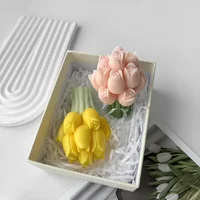 3D tulip bouquet silicone mold DIY flowers aroma candles plaque ornament handmade gift soap candle wedding gift 4