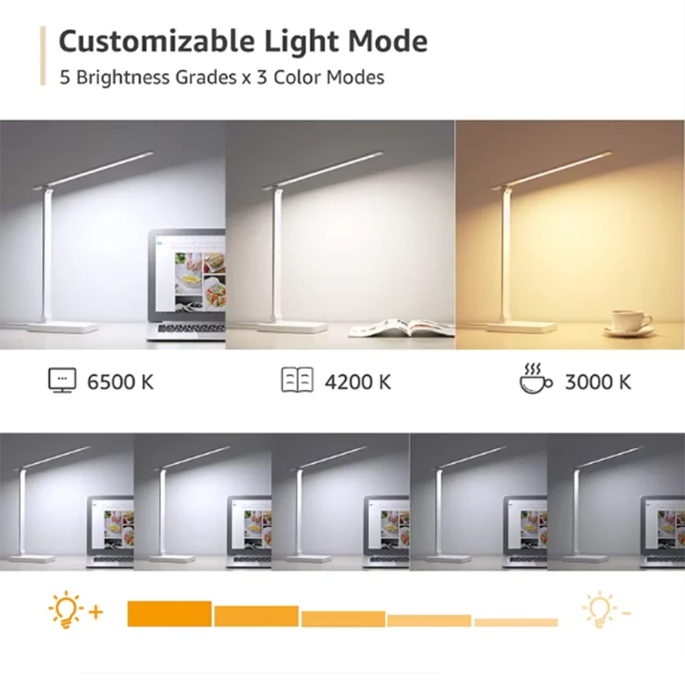 LED eye protection desk lamp touch switch white folding bedroom bedside study reading night light USB plug dimmable table lamp 6