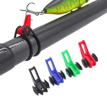 10pcs Portable Plastic Rubber Fishing Rod Baiting Device Fishing Gear Accessories Lure Hooks Multiple Colors To Choose From