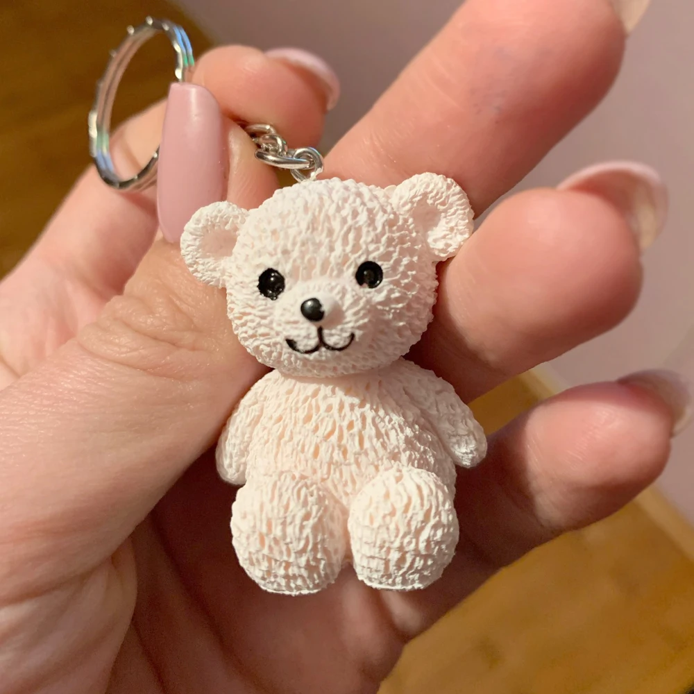 Cute Mini Teddy Bear Doll Keychain Novelty Girls Cartoon Small Animal Key Chain On Student Bag Trinket Jewelry Party Gift