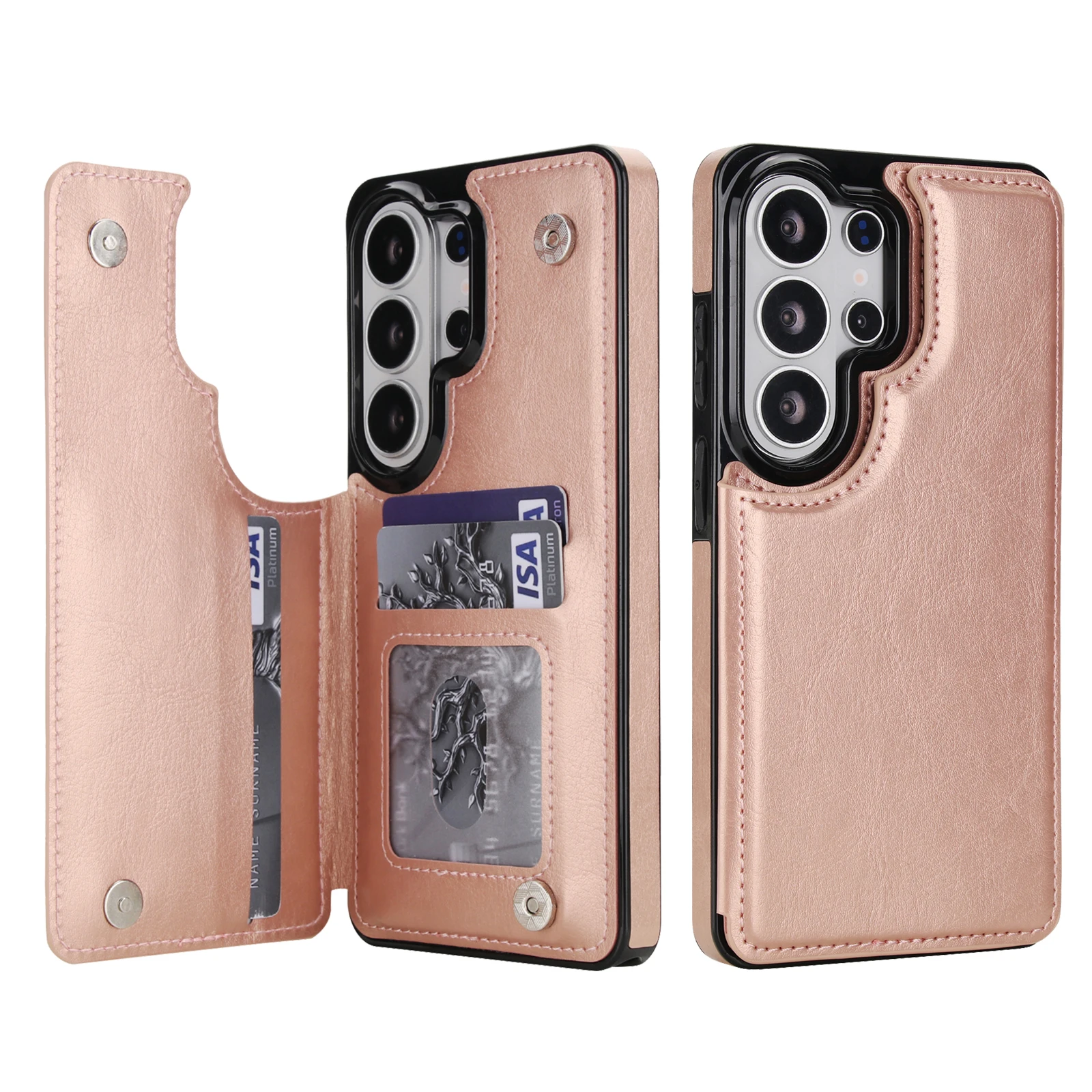 Elegant Leather Flip Wallet Phone Case with Card Holder and Shockproof Protection
