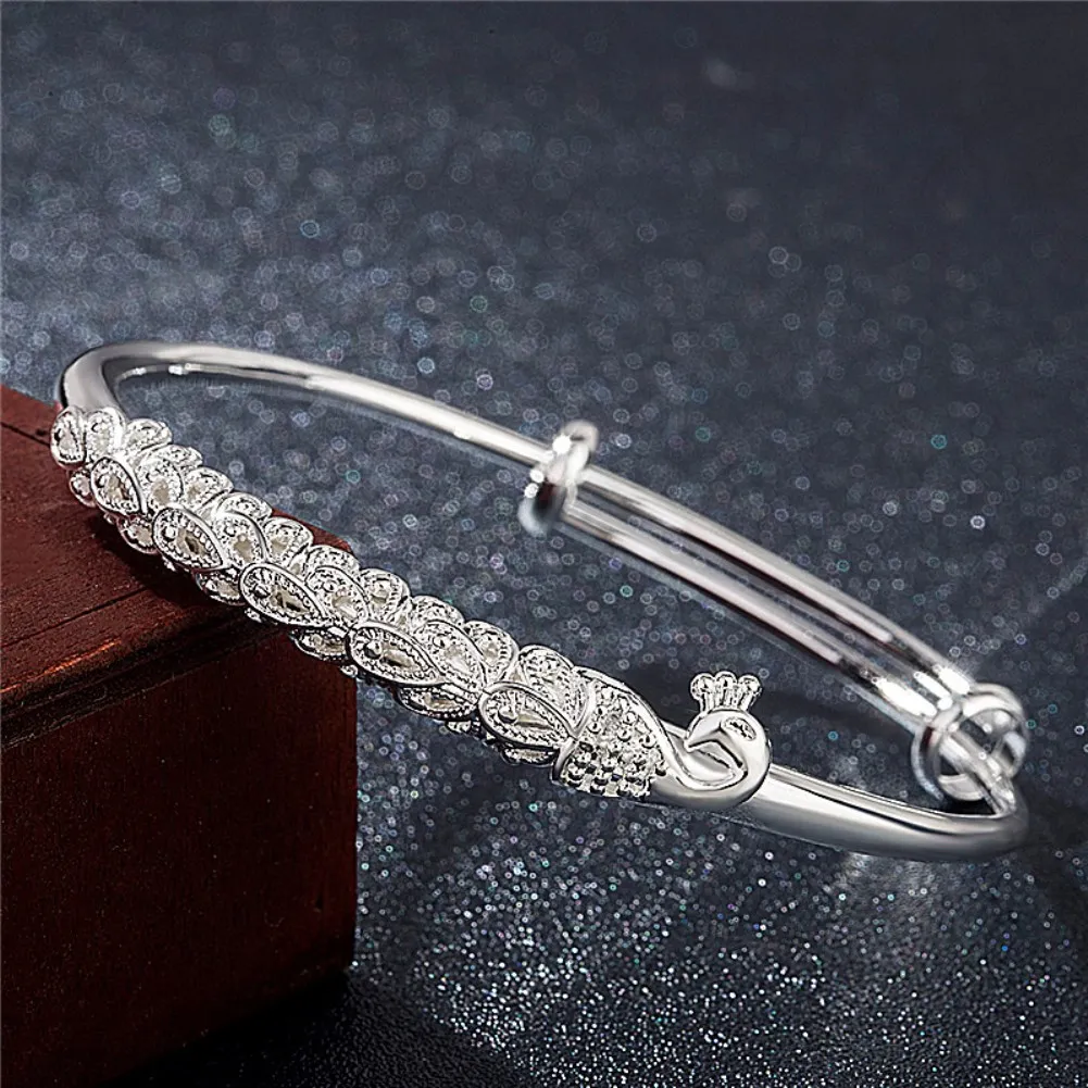 

Hot Pretty elegant Phoenix bangles 999 Sterling Silver cuff Bracelets for Women charms Jewelry Fashion Party Holiday gifts