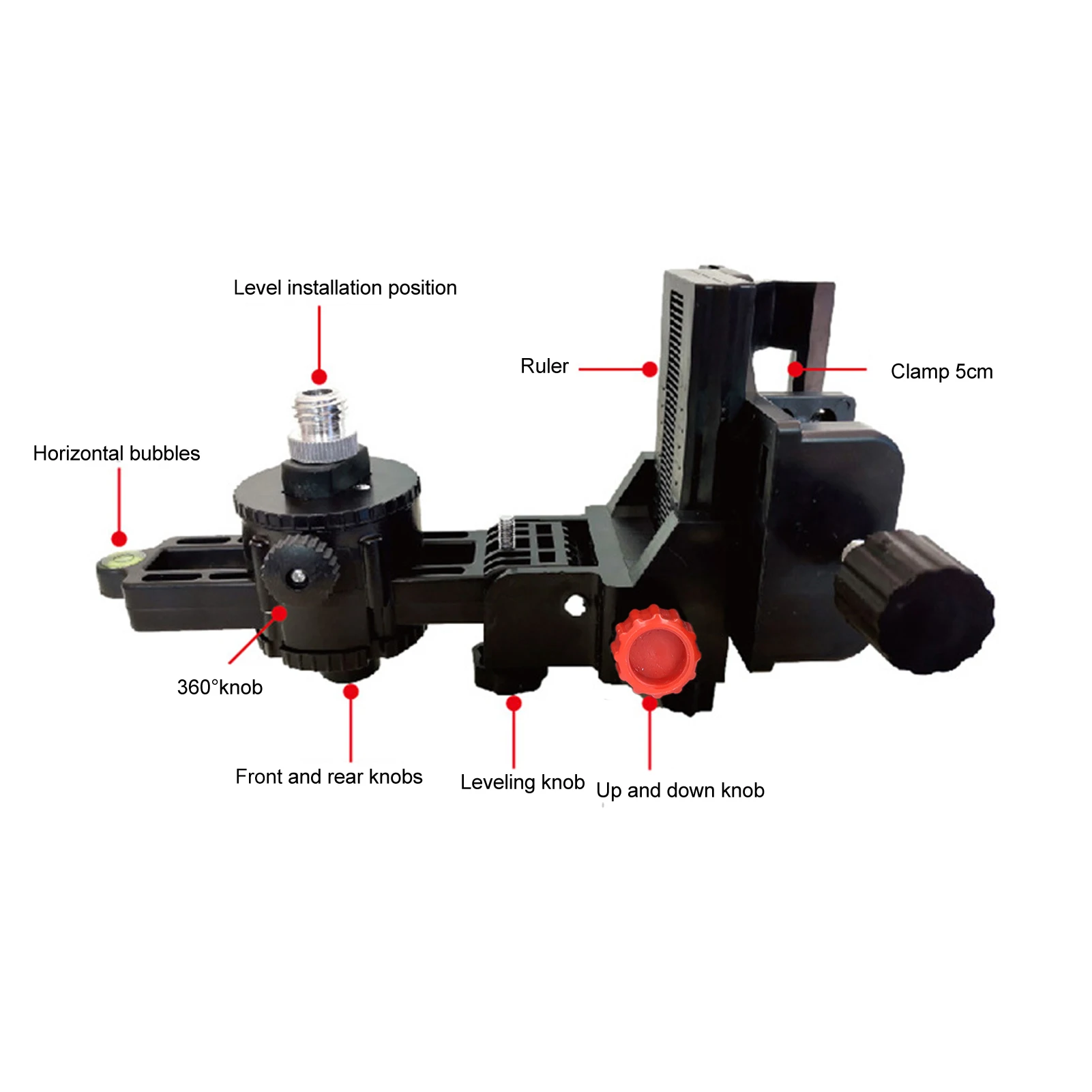 Adjustable 360-Degree Rotatable Support Bracket with Clip for Wall and Ceiling Mounting