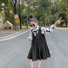 Costume de printemps pour filles, chemise à pois, jupe deux pièces, vêtements scolaires pour adolescentes, tenue plissée noire, nouvelle collection 2022