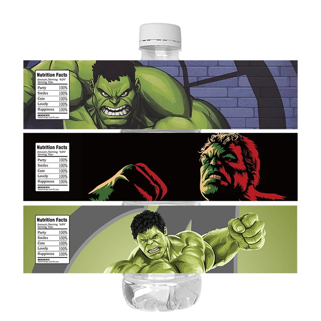 Hulk Water Bottle Labels, Hulk Bottle Labels, Water Labels, Hulk