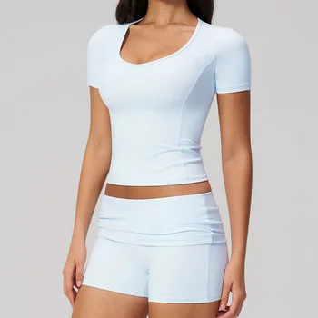 Summer 2PCS Tracksuits Yoga Suit Female Fitness Suit Running Workout Tops Shockproof Crop Sports Top Athletic Wear Sports Suit 1