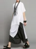 Women Plus Size Asymmetric Slit Hem Shirt Short Sleeve Casual Minimalist Summer Streetwear Round Neck Tops t shirts