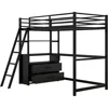 Twin Metal Loft Bed with Desk and Cabinet Loft Bed Twin Size Bed Frames Loft drawer top of wood to increase the service life. 5