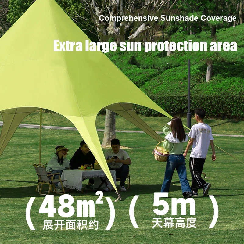 Large Camping Tarp Waterproof Hexagonal Star Outdoor Sun Shelter Awning Tent Shade Sunshade Beach Tourist Canopy