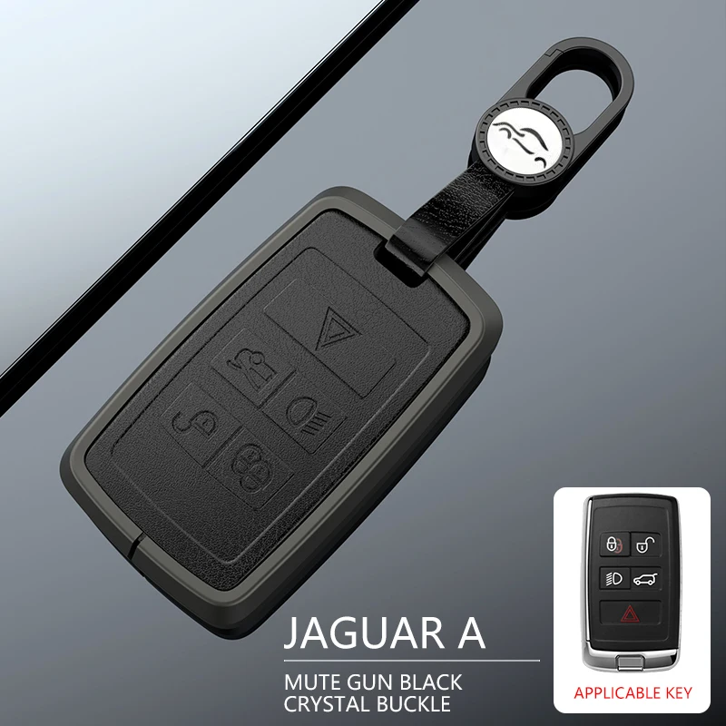 

Car Aluminum Alloy Leather Key Case Cover For Land Rover Range Rover Sport Evoque Velar Discovery 5 Jaguar XE XF E-Pace F-Pace