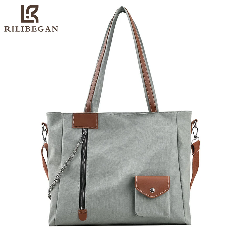 

Casual Canvas Women Shoulder Bag Fashion Large Capacity Tote Bag Female Concise Crossbody Bag Soft Designer Handle Handbag Women