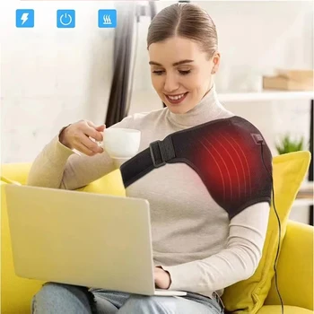 Electric Heating Heated Shoulder Brace Wrap Shoulder Massage Support Belt Strap for Arm Shoulder Fitness Brace Keep Warm 2