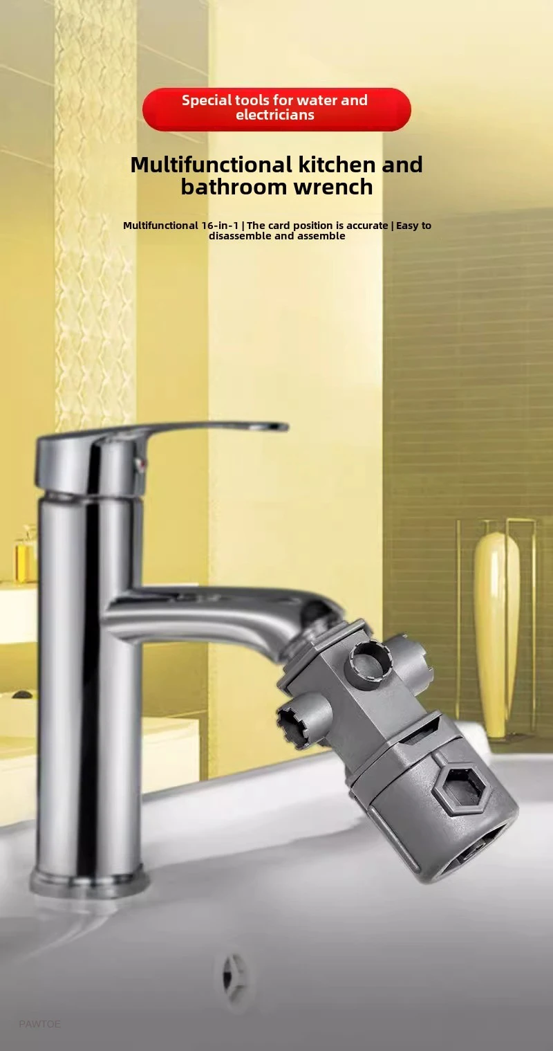 16-in-1-Schraubenschlüssel-Werkzeugset für Wasserhahn, Küche, Badezimmer, Mehrzweck-Wartungsrohr, Wasserhahn, Zerlegen, Belüfter, ersetzen Sie den Ventilkern – Detail 1