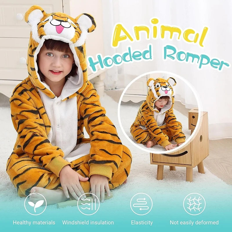 MICHLEY Halloween Flannel Hooded Children Blanket Sleepers Winter Clothes Jumpsuit Sleepwear Robe Pajamas Costume Boys Girls