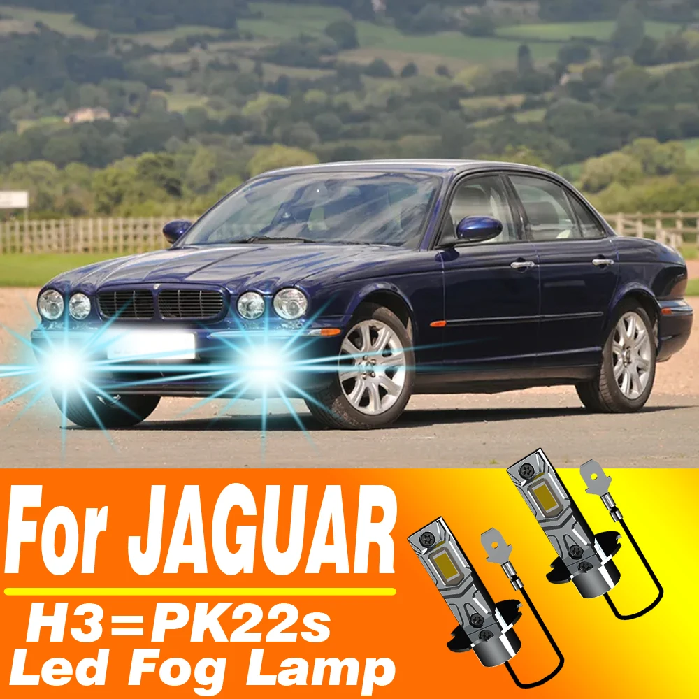 2개 H3 LED 안개등 PK22s 캔버스 전구 자동차 헤드라이트 오토 다이오드 모토 램프 12V 재규어 XJ X350 X358 XK8 X100 S-TYPE 2 X200용