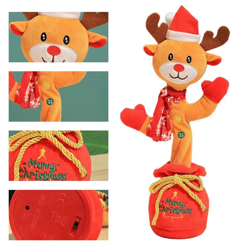 Dancing Christmas Reindeer Toy Christmas Dancing Musical Toy Cute Reindeer Penguin Gingerbread Man Snowman Shape Early Gift 2