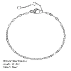 eManco Stainless Steel Silver Fish Lips Chain Anklet - Minimalist Summer Beach Foot Jewelry (YF15692 Silver Color)