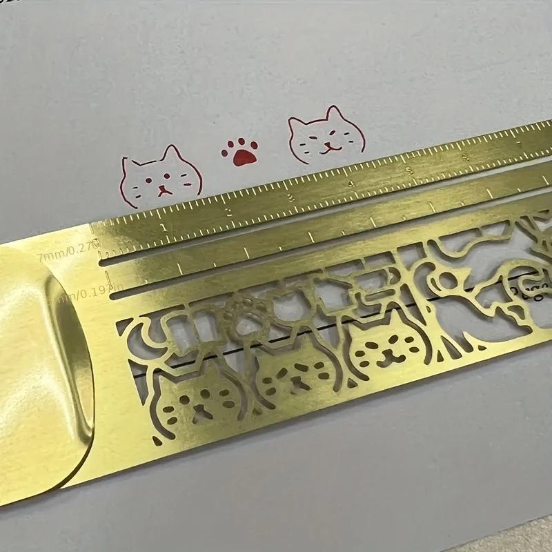 2개/1개 고양이 모양 템플릿 자 - 귀여운 양면 북마크 및 정밀 문구류, 다이어리 플래너 및 필기용
